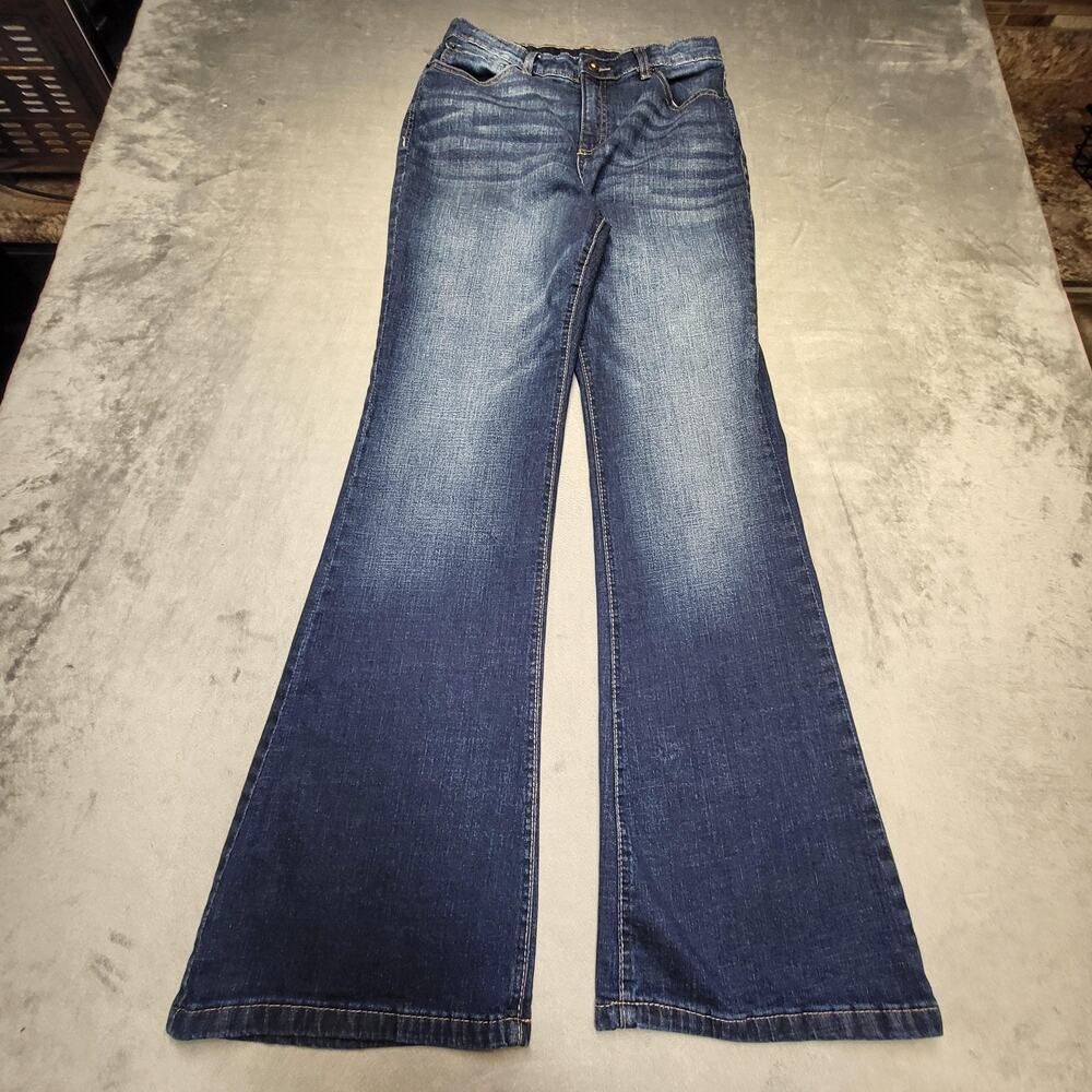 INC Jeans Womens 10 Blue Medium Wash Flared High Rise Stretch 5-Pocket Denim